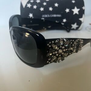 Dolce & Gabbana Black Crystal Rhinestone Sunglasses